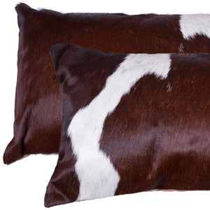 Homeroots Set Of Two 12" X 20" Brown And White Cowhide Throw Pillow Salt,Pepper Chocolate  317138