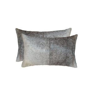 Homeroots Set Of Two 12" X 20" Gray And White Cowhide Throw Pillow Salt,Pepper Gray,White  317139