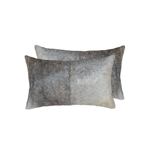 Homeroots Set Of Two 12" X 20" Gray And White Cowhide Throw Pillow Salt,Pepper Gray,White  317139