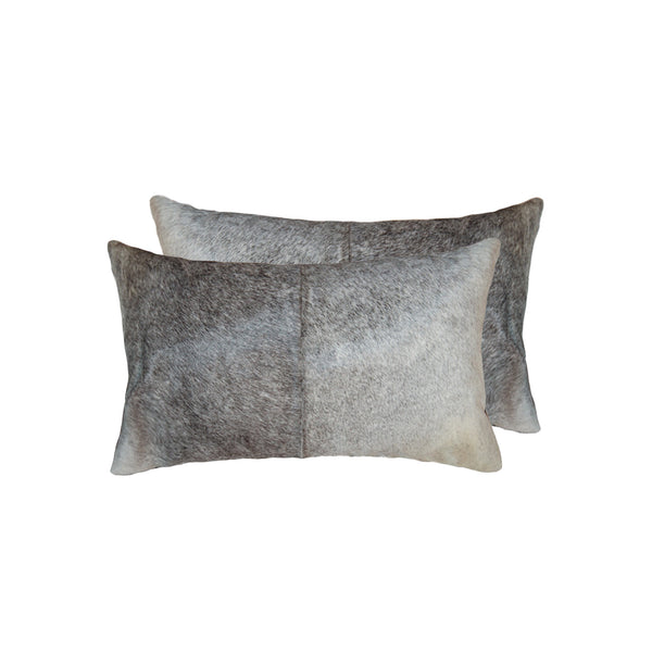 Homeroots Set Of Two 12" X 20" Gray And White Cowhide Throw Pillow Salt,Pepper Gray,White  317139