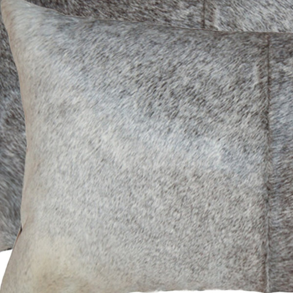 Homeroots Set Of Two 12" X 20" Gray And White Cowhide Throw Pillow Salt,Pepper Gray,White  317139