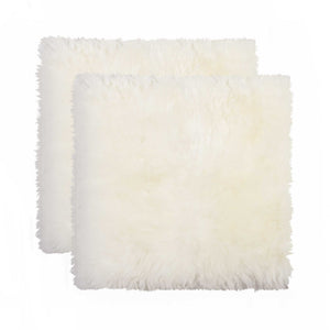 Homeroots 17" X 17" Off White Synthetic Solid Color Pad  Sheepskin 317157