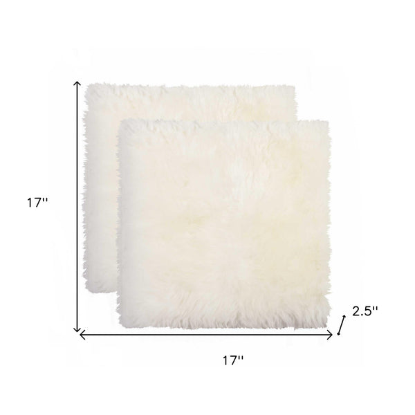 Homeroots 17" X 17" Off White Synthetic Solid Color Pad  Sheepskin 317157