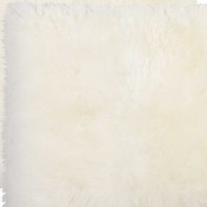 Homeroots 17" X 17" Off White Synthetic Solid Color Pad  Sheepskin 317157
