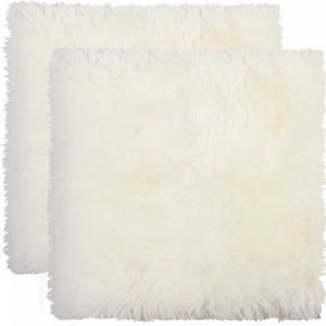 Homeroots 17" X 17" Off White Synthetic Solid Color Pad  Sheepskin 317157