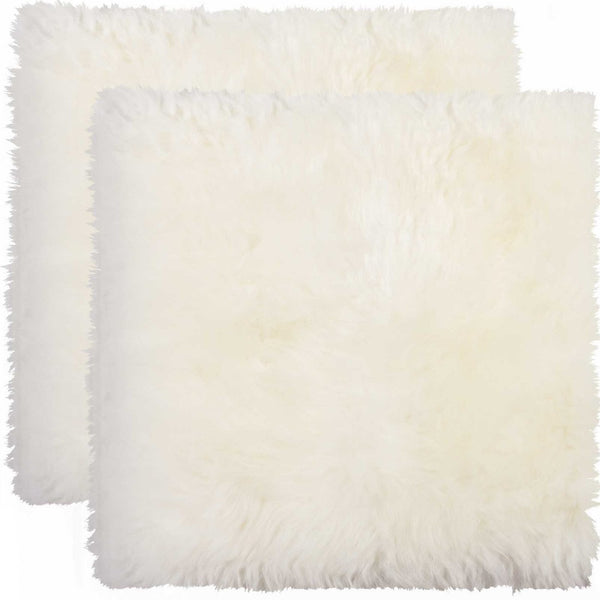 Homeroots 17" X 17" Off White Synthetic Solid Color Pad  Sheepskin 317157