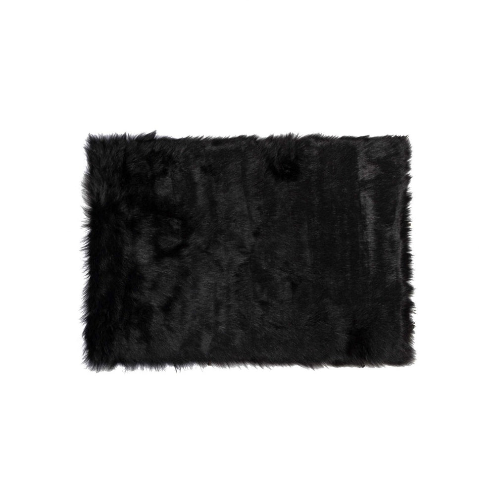 HomeRoots 3'' Off White Faux Fur Shag Area Rug - Luxurious Texture for Cozy Spaces and Stylish Decor Black 317169