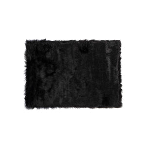 Homeroots 3' X 5' Black Rectangular Faux Fur - Area Rug Black Acrylic 317169