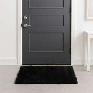 HomeRoots 3'' Off White Faux Fur Shag Area Rug - Luxurious Texture for Cozy Spaces and Stylish Decor Black 317169
