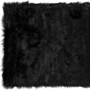 Homeroots 3' X 5' Black Rectangular Faux Fur - Area Rug Black Acrylic 317169