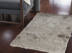 Homeroots 3' X 5' Gray Faux Fur Shag Area Rug Gray Faux Fur 317170