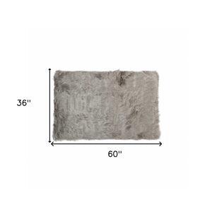 Homeroots 3' X 5' Gray Faux Fur Shag Area Rug Gray Faux Fur 317170