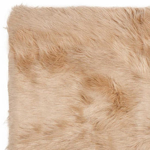 Homeroots 3' X 5' Tan Rectangular Faux Fur - Area Rug Tan Acrylic 317171