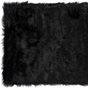 Homeroots 60" X 96" Black Sheepskin - Rug Or Throw Black Acrylic 317175