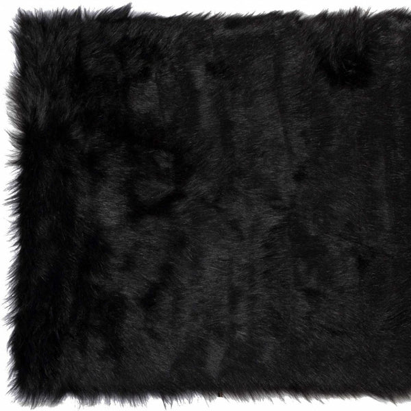 Homeroots 60" X 96" Black Sheepskin - Rug Or Throw Black Acrylic 317175