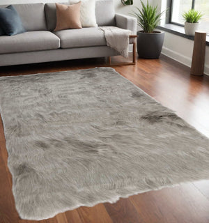 Homeroots 5' X 8' Gray Faux Sheepskin Area Rug Gray Acrylic 317176