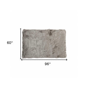 Homeroots 5' X 8' Gray Faux Sheepskin Area Rug Gray Acrylic 317176