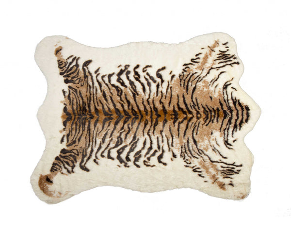 Homeroots 63" X 90" Tiger Faux Hide - Area Rug  Acrylic 317181