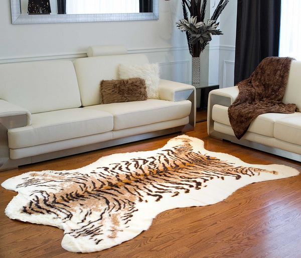 Homeroots 63" X 90" Tiger Faux Hide - Area Rug  Acrylic 317181