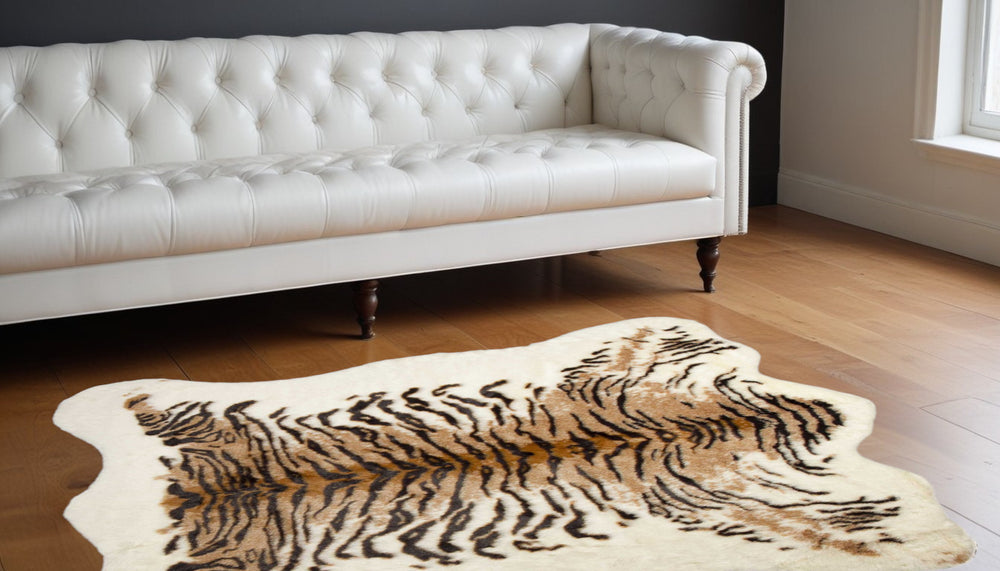 Homeroots 63" X 90" Tiger Faux Hide - Area Rug  Acrylic 317181