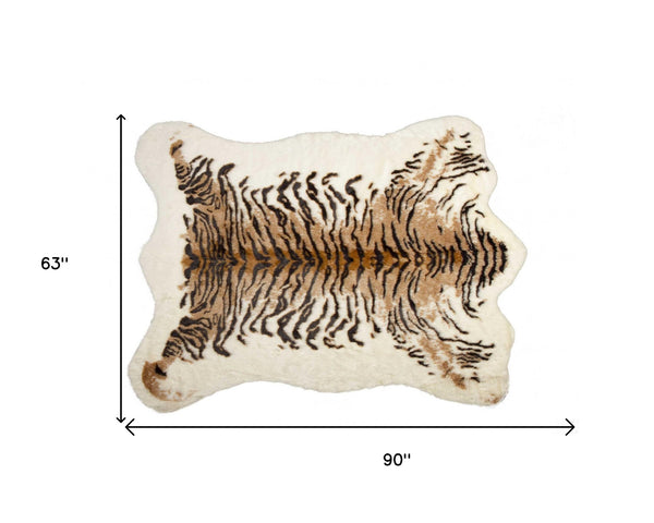 Homeroots 63" X 90" Tiger Faux Hide - Area Rug  Acrylic 317181