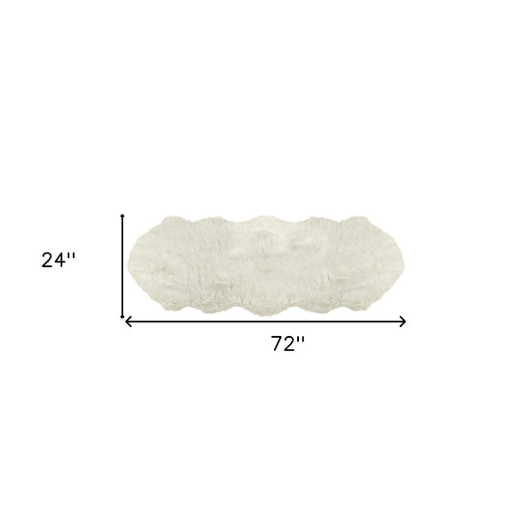 Homeroots 6' Off White Faux Sheepskin Shag Non Skid Area Rug  Faux Sheepskin 317186