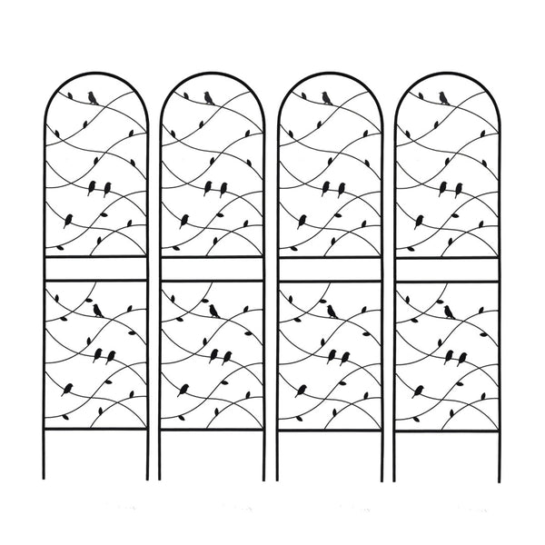 English Elm 4 Pack Powder-coated Metal Garden Trellis Panels Rustproof Climbing Plant Support Outdoor W1586P268006
