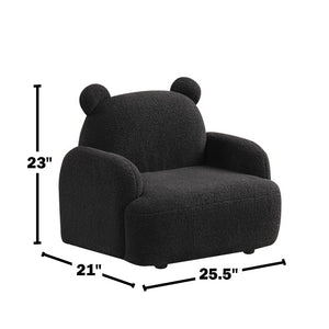 English Elm Sherpa Bear-Shaped Kids Armchair with Plush Sherpa Upholstery and Embellished Ears for Cozy Playtime Black B016P404101