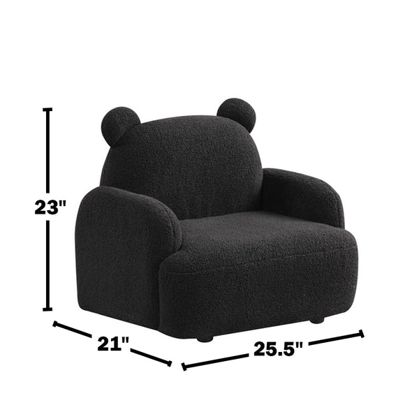 English Elm Sherpa Bear-Shaped Kids Armchair with Plush Sherpa Upholstery and Embellished Ears for Cozy Playtime Black B016P404101