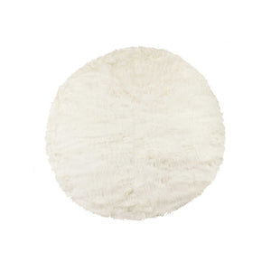 Homeroots 72" Off White Circular Faux Fur Area Rug  Acrylic 317207
