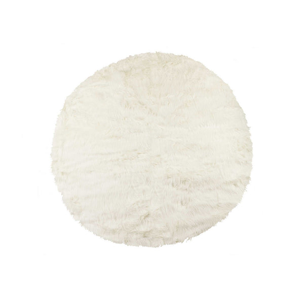 Homeroots 72" Off White Circular Faux Fur Area Rug  Acrylic 317207