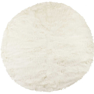 Homeroots 72" Off White Circular Faux Fur Area Rug  Acrylic 317207