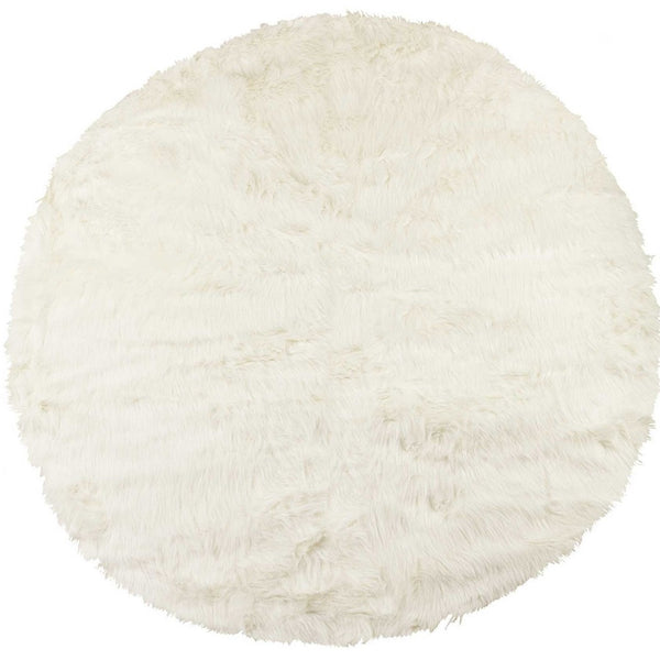 Homeroots 72" Off White Circular Faux Fur Area Rug  Acrylic 317207