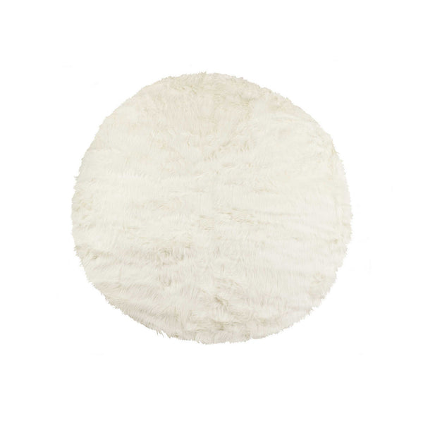 Homeroots 72" Off White Circular Faux Fur Area Rug  Acrylic 317207