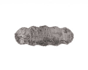 Homeroots 2' X 6' Gray Sheepskin Double - Area Rug  Acrylic 317268