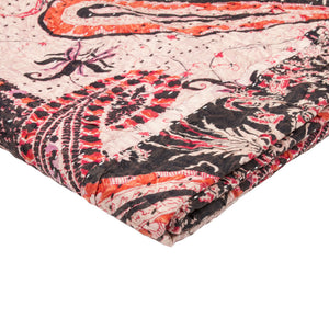 Homeroots 50" X 70" Pink And Black Kantha Cotton Abstract Throw Blanket With Embroidery Burgundy,Pink Cotton 317275