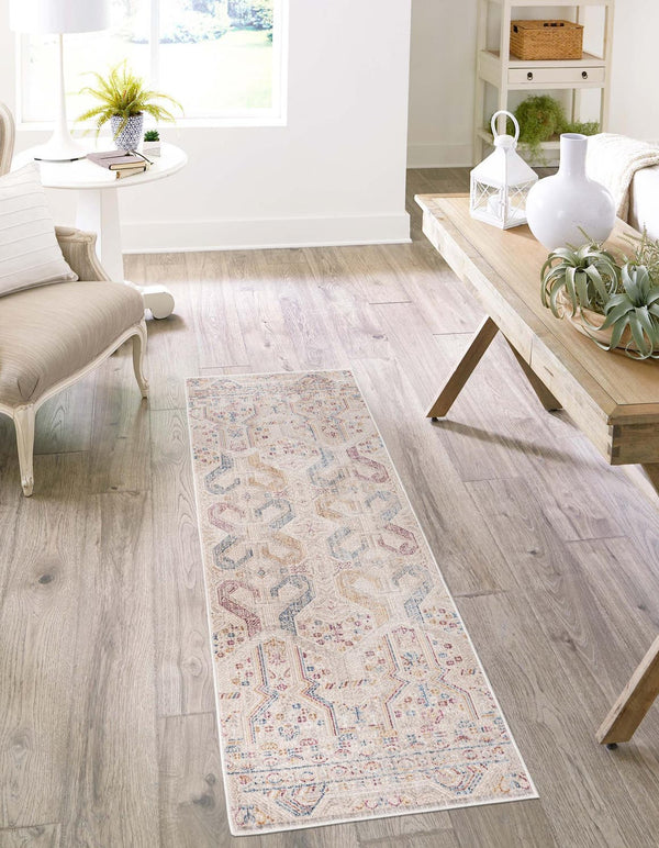 Unique Loom Ivory Runner Rug - Luxurious 8 Ft Deepa Design In Elegant Gold, Perfect For Stylish Corridors Ivory  3172769-unique-loom