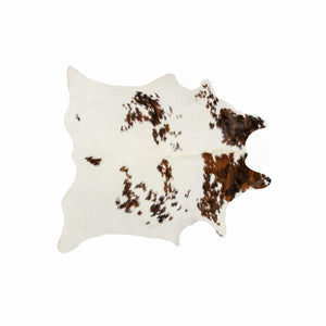 HomeRoots 6' X 7' Brown And White Cowhide Print Area Rug - Rustic Elegance for Modern Interiors & High Traffic Areas 317276