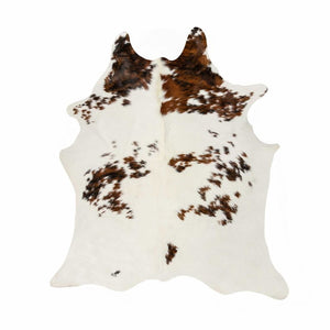 HomeRoots 6' X 7' Brown And White Cowhide Print Area Rug - Rustic Elegance for Modern Interiors & High Traffic Areas 317276