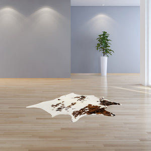 HomeRoots 6' X 7' Brown And White Cowhide Print Area Rug - Rustic Elegance for Modern Interiors & High Traffic Areas 317276