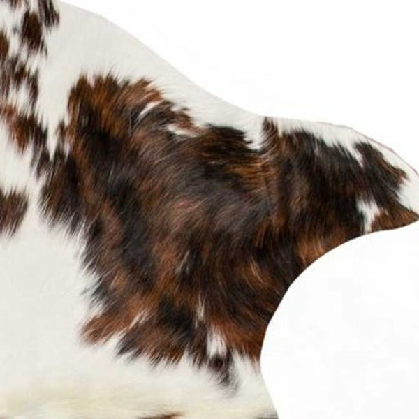 HomeRoots 6' X 7' Brown And White Cowhide Print Area Rug - Rustic Elegance for Modern Interiors & High Traffic Areas 317276