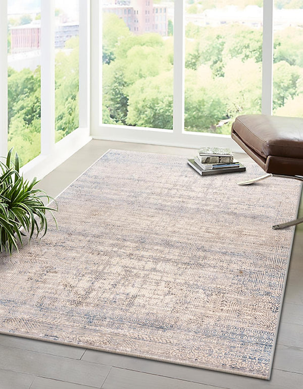 Unique Loom Ivory Runner Rug - Luxurious 8 Ft Deepa Design In Elegant Gold, Perfect For Stylish Corridors Gray Blue  3172777-unique-loom