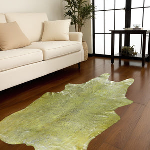 Homeroots 72" X 84" Lime And Silver Cowhide - Area Rug Lime,Silver Cowhide 317277