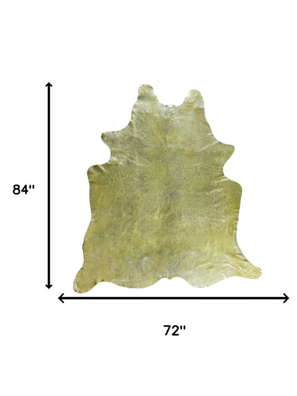 Homeroots 72" X 84" Lime And Silver Cowhide - Area Rug Lime,Silver Cowhide 317277