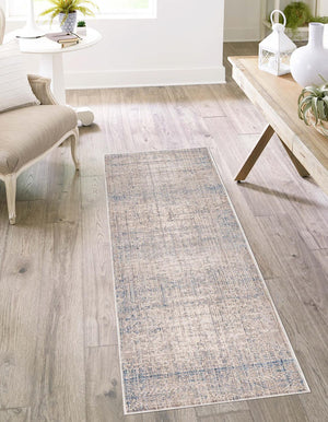 Unique Loom Ivory Runner Rug - Luxurious 8 Ft Deepa Design In Elegant Gold, Perfect For Stylish Corridors Gray Blue  3172784-unique-loom