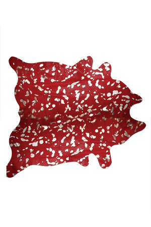 Homeroots 72" X 84" Red And Silver Cowhide - Area Rug Red,Silver Cowhide 317278