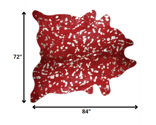 Homeroots 72" X 84" Red And Silver Cowhide - Area Rug Red,Silver Cowhide 317278