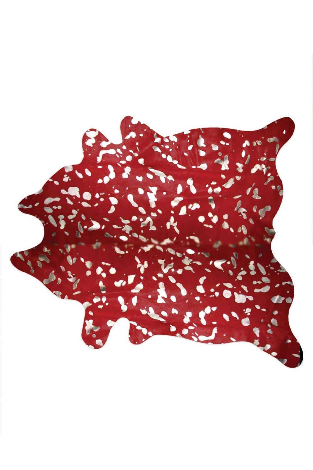 HomeRoots 6' X 7' Luxurious Cowhide Print Area Rug - Soft, Textured Beauty for Modern and Rustic Interiors Red/Silver 317278