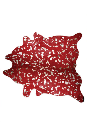 Homeroots 72" X 84" Red And Silver Cowhide - Area Rug Red,Silver Cowhide 317278