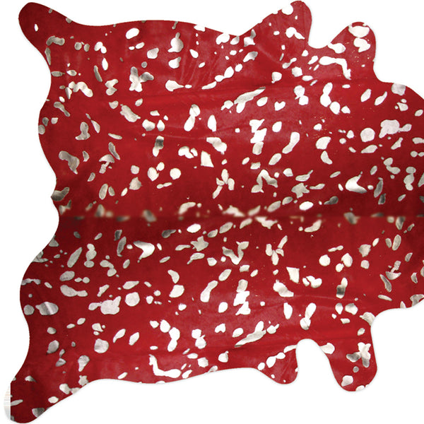 Homeroots 72" X 84" Red And Silver Cowhide - Area Rug Red,Silver Cowhide 317278